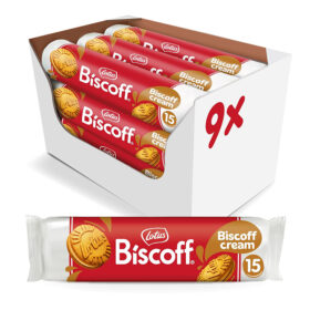 Lotus Biscoff Sandwich Cookies, Biscoff Cream, 15 Cookies per pack, 5.29 Ounce (Pack of 9)