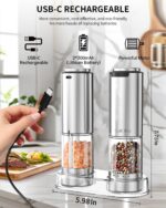 CIRCLE JOY Salt and Pepper Grinding unit usb charging Stainless steel Pepper grinding machine, 6-level adjustable roughness - Image 4